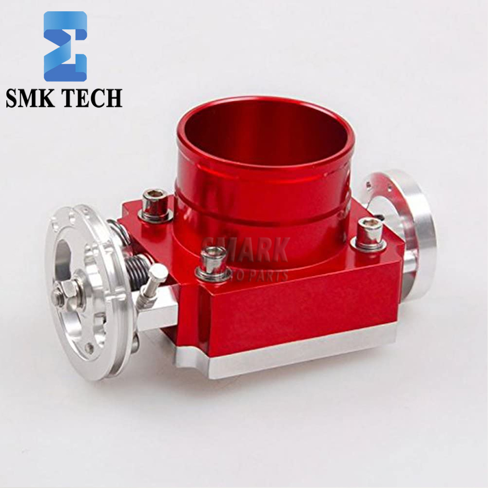 Алюминиевый корпус дроссельной заслонки двигателя CNC с высоким потоком воздуха, 60 мм 65 мм 70 мм 75 мм 80 мм, красный, черный