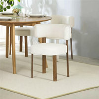 Chaise de salle à manger minimaliste moderne italienne JP Wholesale, confortable, avec dossier incurvé en tissu et pieds en bois à transfert thermique