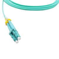 Cable de Fibra Óptica Dúplex LC a LC, OM3 OM4 Multimodo 50/125, 2 Hilos, LSZH, Azul Aqua, con Aislamiento Tensado, para FTTH
