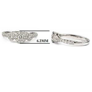 Custom Design 18k Solid White Gold Classic Wedding Engagement Ring with Three Round Brilliant Cut Diamonds SI Clarity - Product Image 2