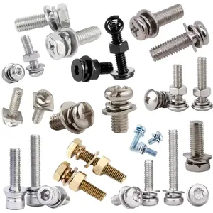 Stalen Sleuf Phillips Torx Hex Socket Drive Sems Pan Cap Truss Ronde Kop Schroef Gemonteerd Met Dubbele Vierkante Platte Veerring