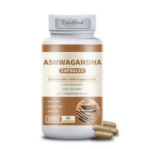 Capsules <span class=keywords><strong>d</strong></span>'Ashwagandha Rainwood, extrait <span class=keywords><strong>d</strong></span>'Ashwagandha biologique, capsules de complément alimentaire, étiquette privée, 500 mg de capsules de racine <span class=keywords><strong>d</strong></span>'Ashwagandha, OEM - Product Image 1
