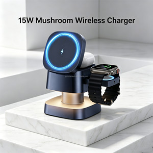 Produits uniques à vendre en ligne : Chargeur <span class=keywords><strong>de</strong></span> montre pop-up, interrupteur tactile, lumière champignon 15W, chargeur sans fil magnétique 4-en-1 pour iPhone - Product Image 1