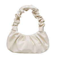 Bolso plisado de nube de color sólido, bolso de axila simple para mujer, bolso de hombro dulce