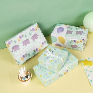 Rollo de Papel de Regalo Impermeable y Reciclable con Estampado de Elefantes, para Baby Shower, Regalo de Bienvenida para Bebés Recién Nacidos - Product Image 2
