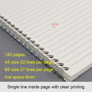 Cuaderno Espiral <span class=keywords><strong>de</strong></span> Papel Beige <span class=keywords><strong>de</strong></span> Calidad, 70 g/m², 60 Hojas, 120 Páginas, con Líneas, A5 B5, para Trabajo, Bocetos, Notas <span class=keywords><strong>de</strong></span> Estudio, <span class=keywords><strong>Viajes</strong></span> - Product Image 6