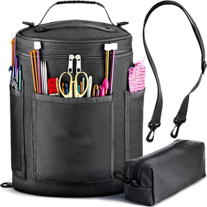 Knitting Bag for Yarn Storage High Capacity Yarn Totes Organizer with Inner Divider Portable Canvas Yarn Crochet Bag