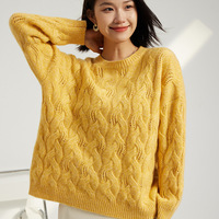 Haute qualité dames hiver épais col rond pull en cachemire pulls femmes câbles tricoté 100% pull en cachemire pull conception