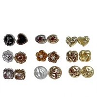 Kancing Paduan Seng Jahitan Tangan Sederhana Kecil untuk Kardigan/Kemeja, Kerah dan Manset Berhias Berlian, Dekorasi Hati/Bunga/Rhinestone