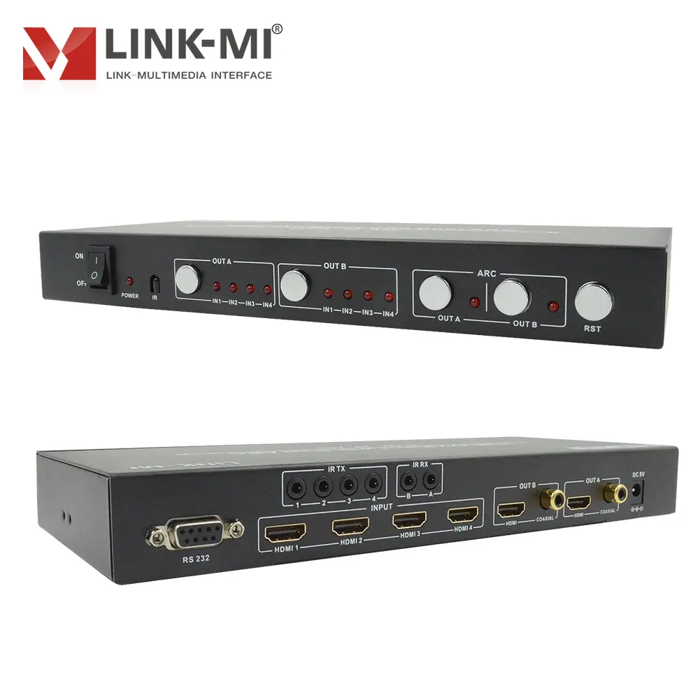 LINK-MI 4 en 2 de HDMI 4K con banda ancha IR y RS232 Control 4x2, matriz de vídeo con doble arco