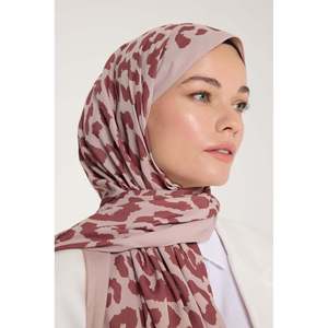 ผ้าพันคอเพียวโทน - ลายเสือดาว - ลาเต้ - โรสวูด - ลายเสือดาว - ลาเต้ - กุหลาบแห้ง - Product Image 1