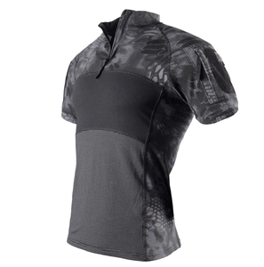 Camiseta Táctica Deportiva DFT904 Verde y Negra con Camuflaje Desértico Digital para Deportes al Aire Libre y Camping, de Manga Corta con Bolsillos en el Brazo - Product Image 5