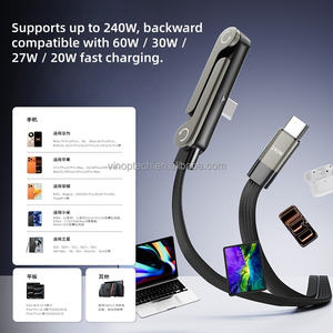 Cable Trenzado de Nailon PD de 240 W y 5 A con Soporte para Teléfono, Transferencia de Datos a 480 Mbps, Cargador Rápido para Portátil, Multiángulo, para iPhone, Jugadores de Videojuegos - Product Image 3