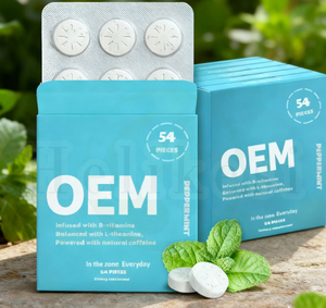 OEM Brain Health Supplement Energie und Fokus Kauen Minz gummi Vitamin L-Theanin Focus Energy Gum - Product Image 1