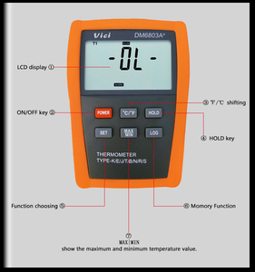 Vici Nhiệt kế kiểm tra nhiệt độ thiết bị đầu cuối Kép Báo động và cảnh báo đầu ra cảm biến đầu dò loại dm6803a + - Product Image 2