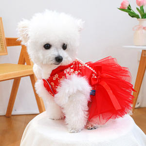 السنة الجديدة أحمر جودة عالية مريحة لطيف نمط البوليستر النمط الصيني فساتين القط لفصل الشتاء مع نمط الصلبة - Product Image 1