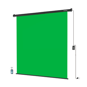 ฉากหลังมอเตอร์ไฟฟ้าแบบดึงลงได้ RAUBAY สีเขียว ขนาด 78.7" x 86.6" แบบพับเก็บได้ ติดผนัง สำหรับงานผลิตเนื้อหาแบบมืออาชีพ - Product Image 1