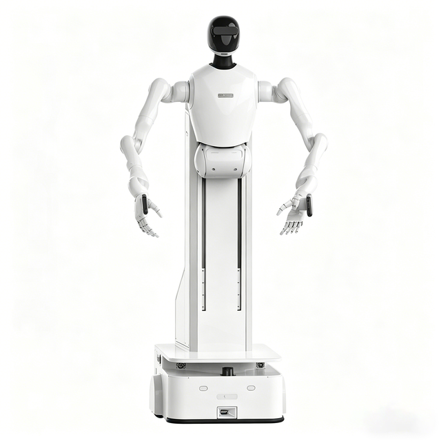 High Performance Mobile Composite Robotic Arm Humanoid Robot with Omnidirectional Wheel Base for Industrial Operation