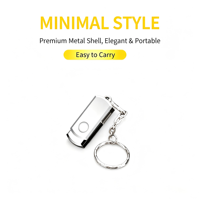 Memoria USB Metálica Giratoria de 1GB 2GB 4GB 8GB 2.0, Pendrive Dorado de 16GB 32GB 64GB 3.0 con Llavero y Grabado Láser Gratuito
