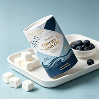 Tube en carton alimentaire personnalisé pour compléments alimentaires, capsules d'huile de poisson - Logo en feuille d'or