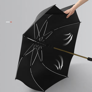 Paraguas Clásico Negro Automático, Resistente al Viento y al Agua, con Tela de Pongee, Varillas de Fibra de Vidrio, Mango Curvo de Plástico y Diseño Recto - Product Image 3