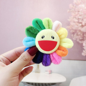 Moda colorata peluche fiore del sole spilla bella borsa per il viso colorata faccia pendente portachiavi girasole - Product Image 2
