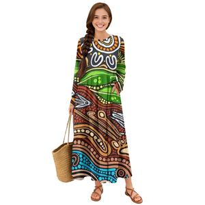 Op maat gemaakte ontwerpen van Australische Aboriginal-kleding, groothandel zachte en comfortabele jurken met lange mouwen - Product Image 1