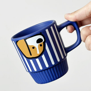Mug à café en céramique à rayures bleues, design original, pour la rentrée scolaire, sans BPA, sans danger pour les aliments, souvenir - Product Image 2