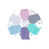 Logo personnalisé Mini Taille Cadeau De Luxe Plusieurs Couleurs Velours Cordon Bracelet Bijoux Emballage Parfum Pochette Sac 7x9cm