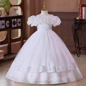<span class=keywords><strong>Robe</strong></span> de Grande Fille Fantaisie Tendance 12 Ans, <span class=keywords><strong>Robe</strong></span> de Mariage pour Demoiselle d'Honneur avec Design Superposé et Volumineux, <span class=keywords><strong>Robe</strong></span> de Princesse pour Enfants Épaules Dénudées - Product Image 3