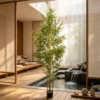 Dekorative Blumen, Kränze und Pflanzen Künstlicher Glücksbambus Plastik-Kunstbäume für Innenräume Zuhause Hotel Bar Blumenarrangements