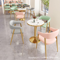 Meubles de restaurant, minimalisme moderne, personnalisable, table en bois massif avec plateau en marbre, structure en métal, ensemble table et chaises pour les cafés, les salons de thé