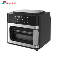 Horno Freidora de Aire Anbo 15L, 3300W con Calentamiento Dual, 9 Menús Preestablecidos Digitales, Luz Interior, Horno de Convección de Sobremesa Combinado con Freidora de Aire