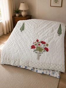 Elegant Hand Block Printed Jaipuri Razai King Size Cotton <b>Quilt</b> Reversible Boho Indian <b>Bedding</b> Handmade Home Decor - Product Image 5