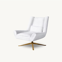 Ensemble fauteuil et ottoman en lin blanc de luxe AH, avec base chromée, design moderne pour salon, hôtel, bar