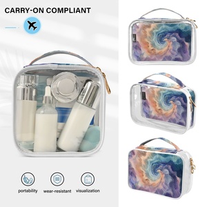 Custom TieDye Transparent Waterproof <b>Small</b> Clear Makeup Bag 2-pack Sets Transparent Clear PVC Zipper Closure Travel Toiletry Bag - Product Image 4