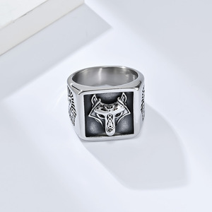 Viking <b>Ring</b> For Men <b>Titanium</b> Steel Wolf Head Nordic Celtic Pattern Jewelry Gift - Product Image 2