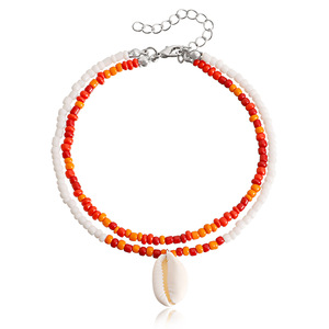 Pulsera <span class=keywords><strong>tobillera</strong></span> de punto de 2 capas para mujer, brazalete bohemio de semilla de cristal, GAB006 - Product Image 2