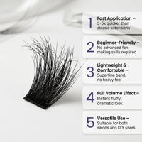 Cils ailés 100D Mega Volume 8 rangées 144C/Plateau Boîte pliable avec carte d'insertion personnalisée pour Club/Mariage/Sortie nocturne