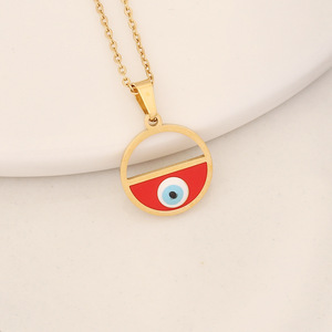 Collier en chaîne en acier inoxydable avec œil <span class=keywords><strong>mal</strong></span>éfique pour femmes, plaqué or 18 carats, collier turc avec œil, pendentif en or, collier ras du cou pour filles - Product Image 4