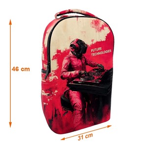 Grande Zaino da Viaggio Impermeabile Personalizzato, Design Futuristico DJ Astronauta, Graffiti Rosa Sci-Fi, Fodera in Nylon, Zaino per Laptop - Product Image 2