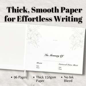 Personalizable Funeral Recuerdo Libro de Visitas Tapa Dura Negro Forrado en Memoria Libro de Registro de Invitados - Product Image 3