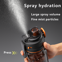 Bouteille d'eau sport 3-en-1 avec pulvérisateur nano-brume 750 ml, en Tritan, écologique, compatible lave-vaisselle, avec bouton-poussoir pour boire et brumiser