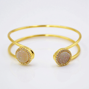 Bracelets ronds en cristal plaqué or 18k, accessoires de mode coréenne, bijoux en cristal naturel pour femmes, ajustables, bon marché - Product Image 6