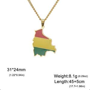 Collar de Acero Inoxidable con Mapa de Bolivia Esmaltado al por Mayor para Mujeres y Hombres, Colgante con Bandera Boliviana de Acero Inoxidable - Product Image 6