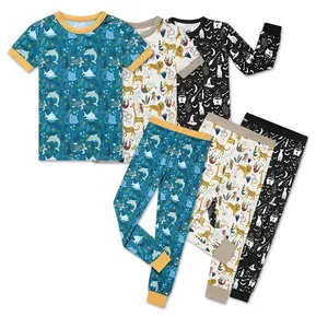 Bambus-großhandel Kinder-Pjama-Pjama für Kinder kundenspezifische umweltfreundliche Kleinkind-Kleidung kurze Ärmel Schlafkleidung Kind Kinderkleidung