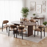 Table de salle à manger de luxe moderne en bois, ovale, extensible, ronde, pour 6 à 8 personnes, avec 4 chaises