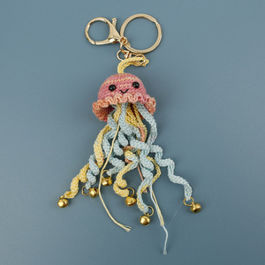 Cartoon Handmade Crochet Jellyfish Keychain Bells <b>Woman</b> Knitted Sea Animal <b>Key</b> <b>Ring</b> Ocean Amigurumi Pendant Girls Birthday Gifts - Product Image 6