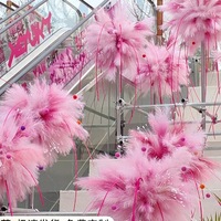 Célosia, fleurs préservées et roseaux séchés en boule, motif arbre de feux d'artifice, tendance, pour décoration intérieure de salle de mariage et ambiance du Nouvel An