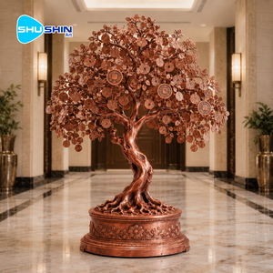 Scultura Personalizzata in Rame e Bronzo a Forma di Albero della Fortuna, Statua in Metallo Stile Europeo per Decorazione Interna di Hotel, Ville e Hall - Product Image 3